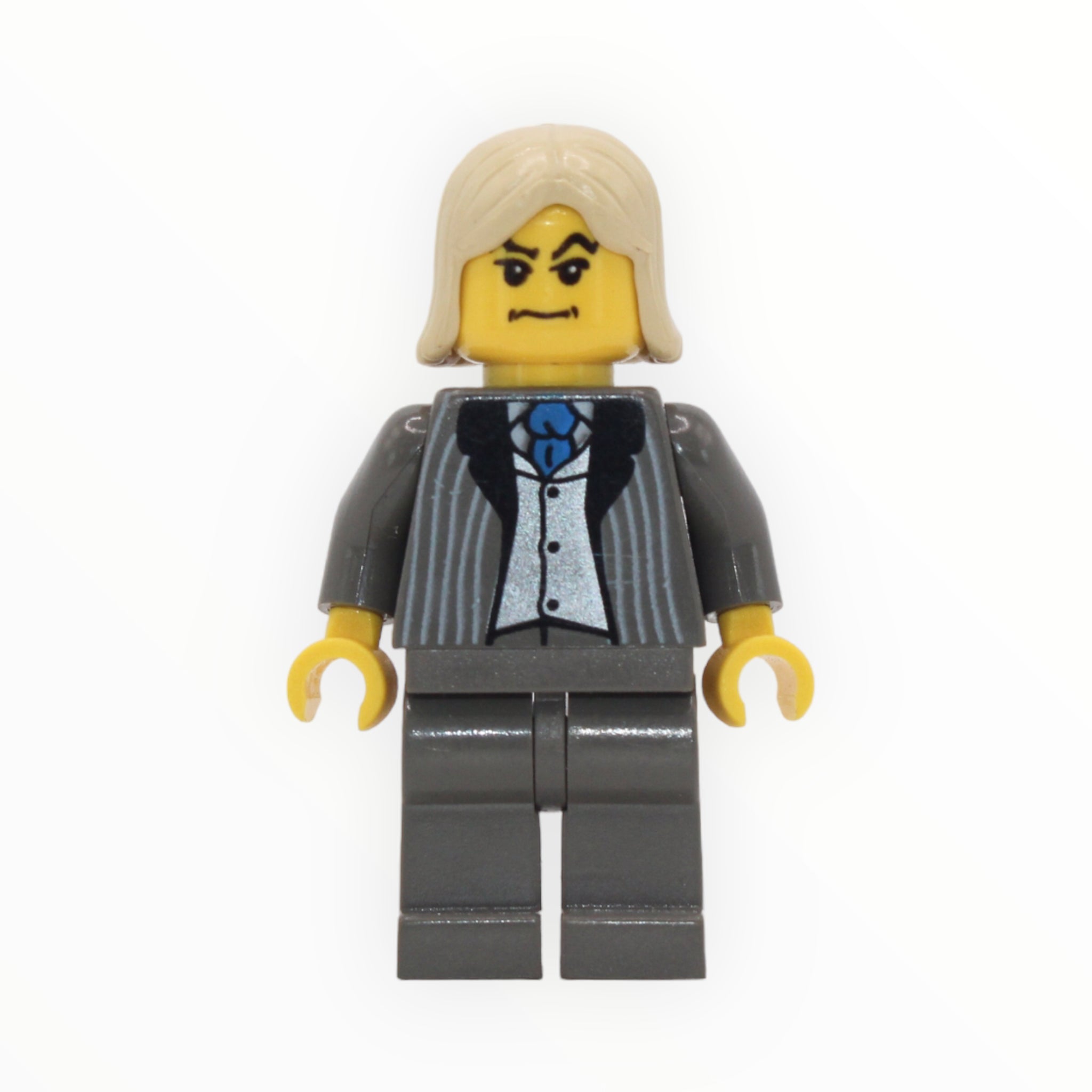 Lucius Malfoy (dark gray suit, yellow skin)