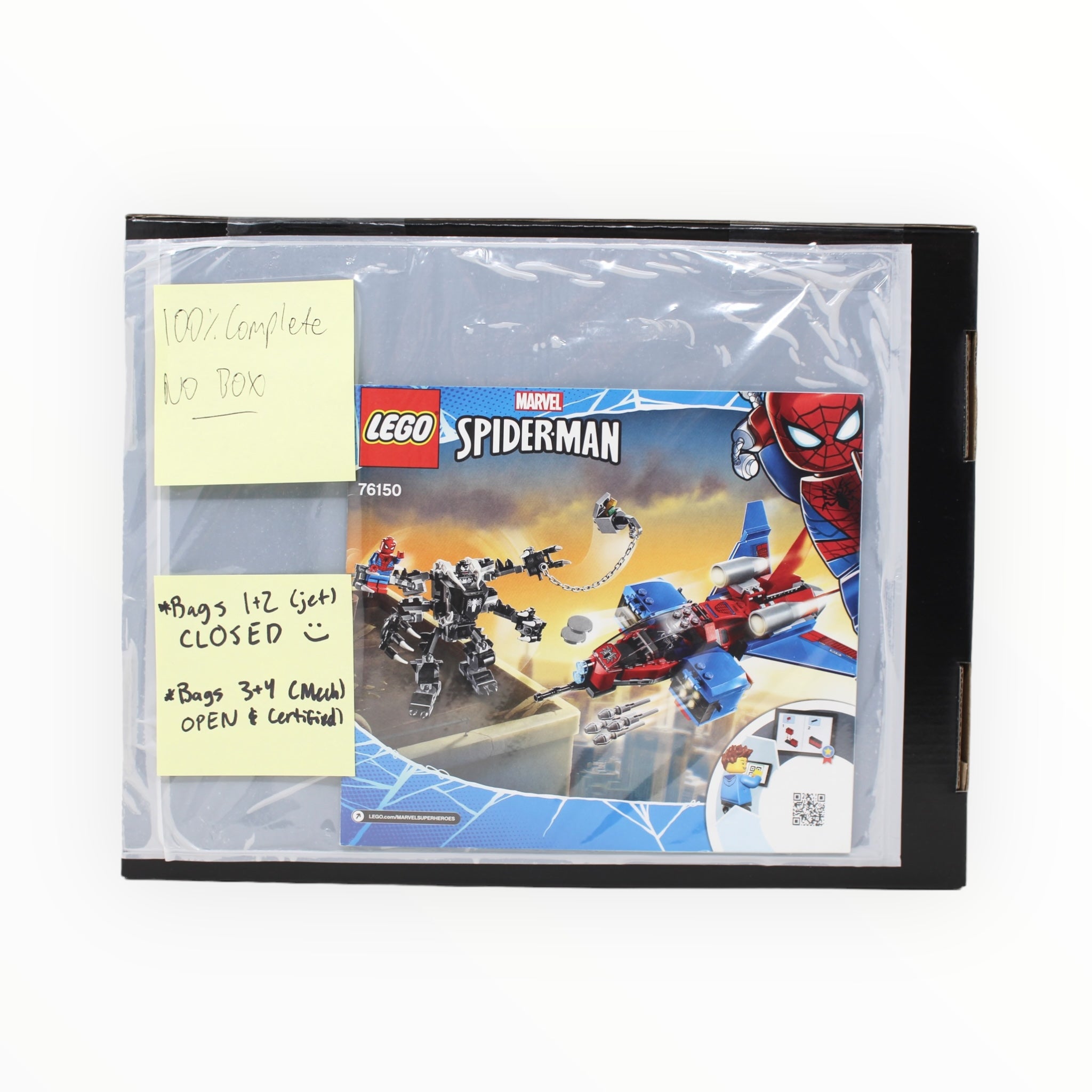 Certified Used Set 76150 Spider-Man Spiderjet vs. Venom Mech (no box, some bags sealed)