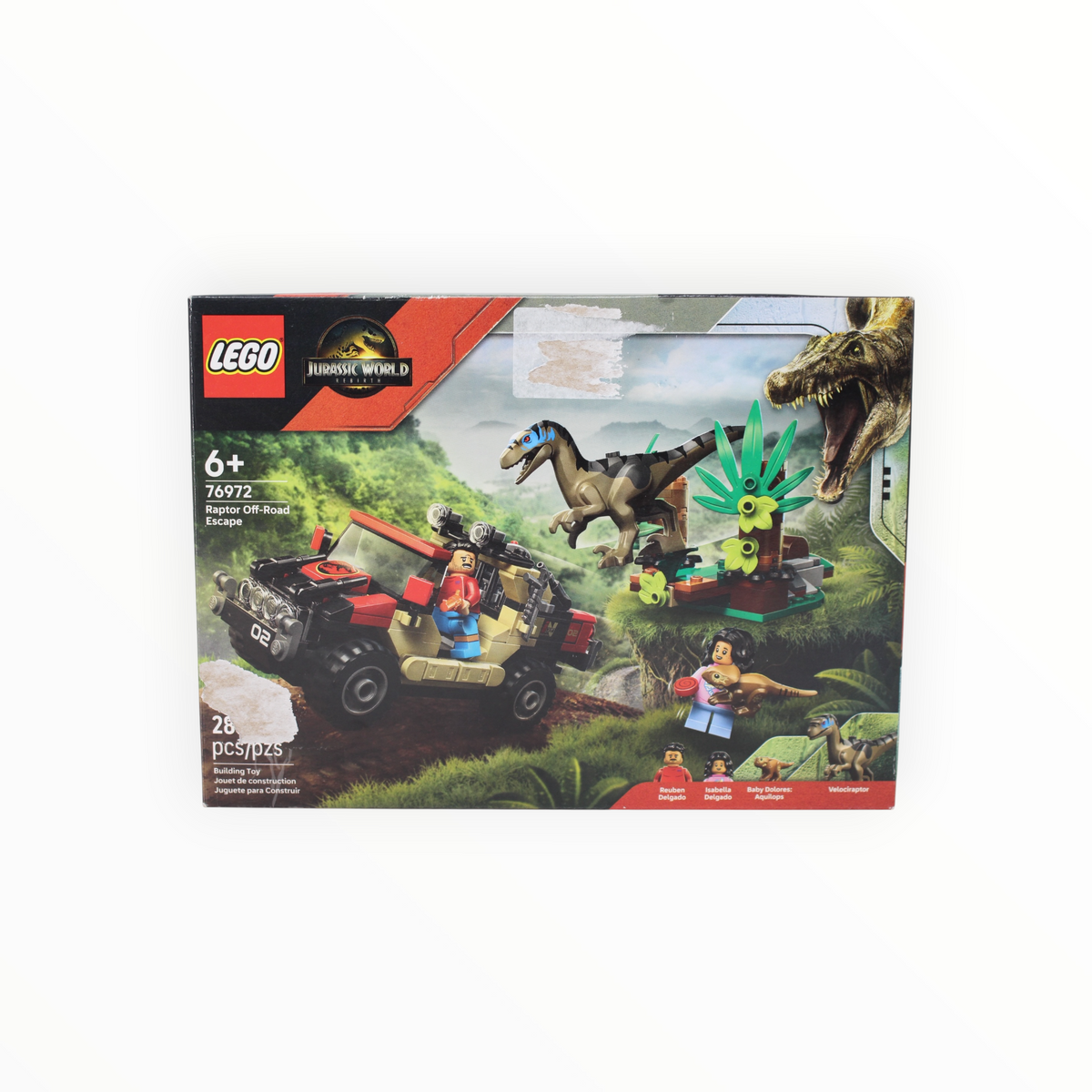 Certified Used Set 76972 Jurassic World Raptor Off-Road Escape (open box sealed bags, damaged box)