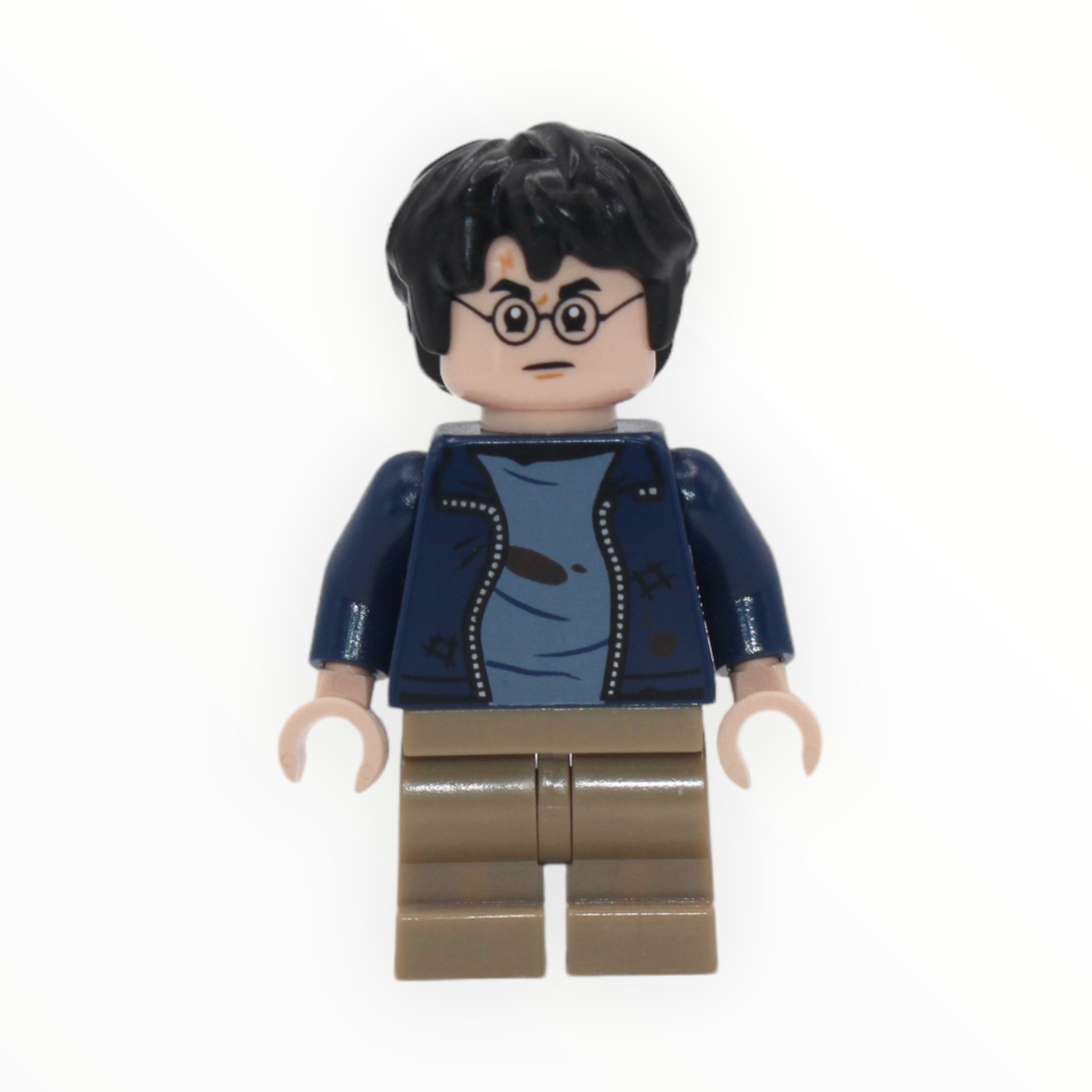 Harry Potter (dark blue open jacket, blood stains, medium dark tan legs)