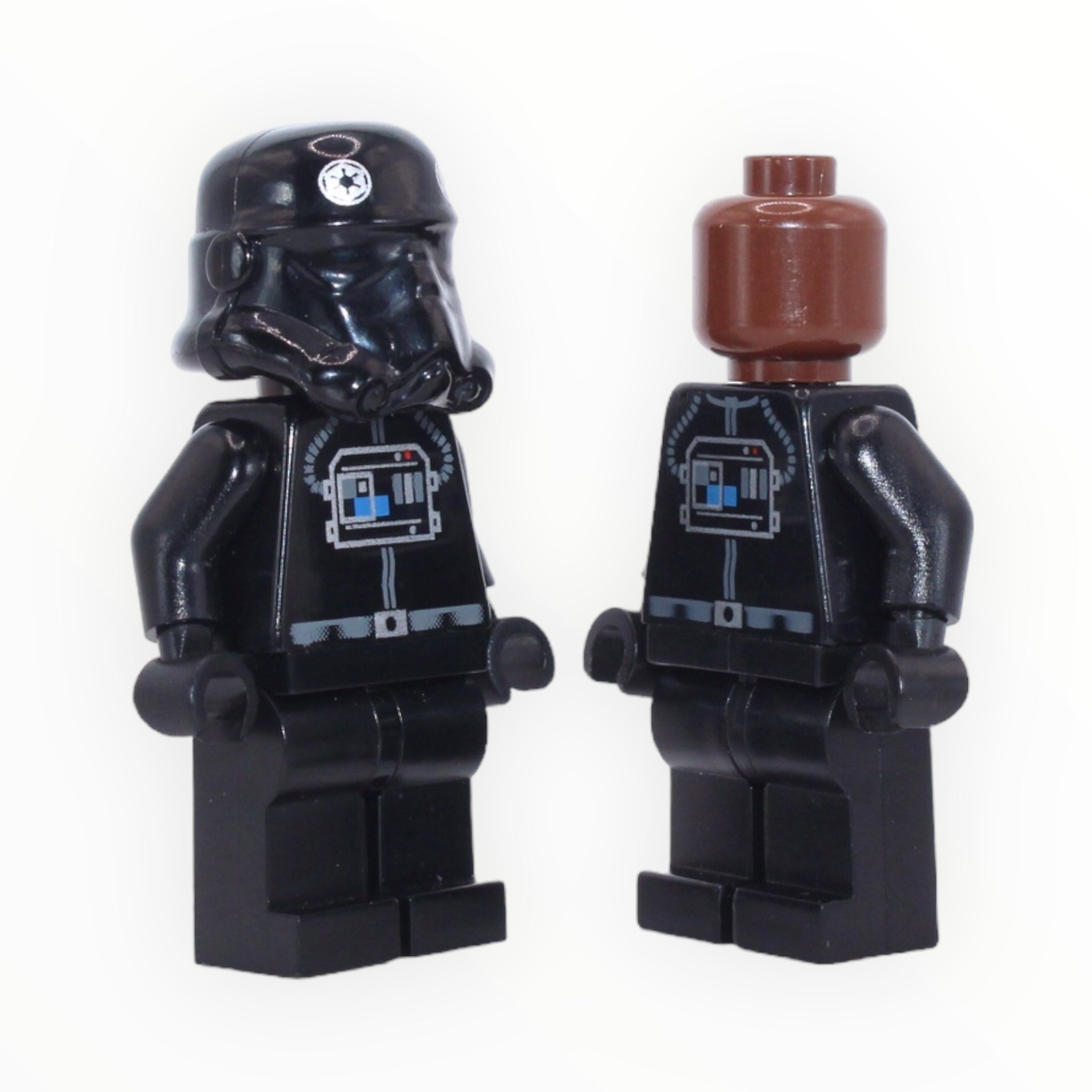 Imperial TIE Fighter Pilot (all black helmet with insignias, brown head, 2001)