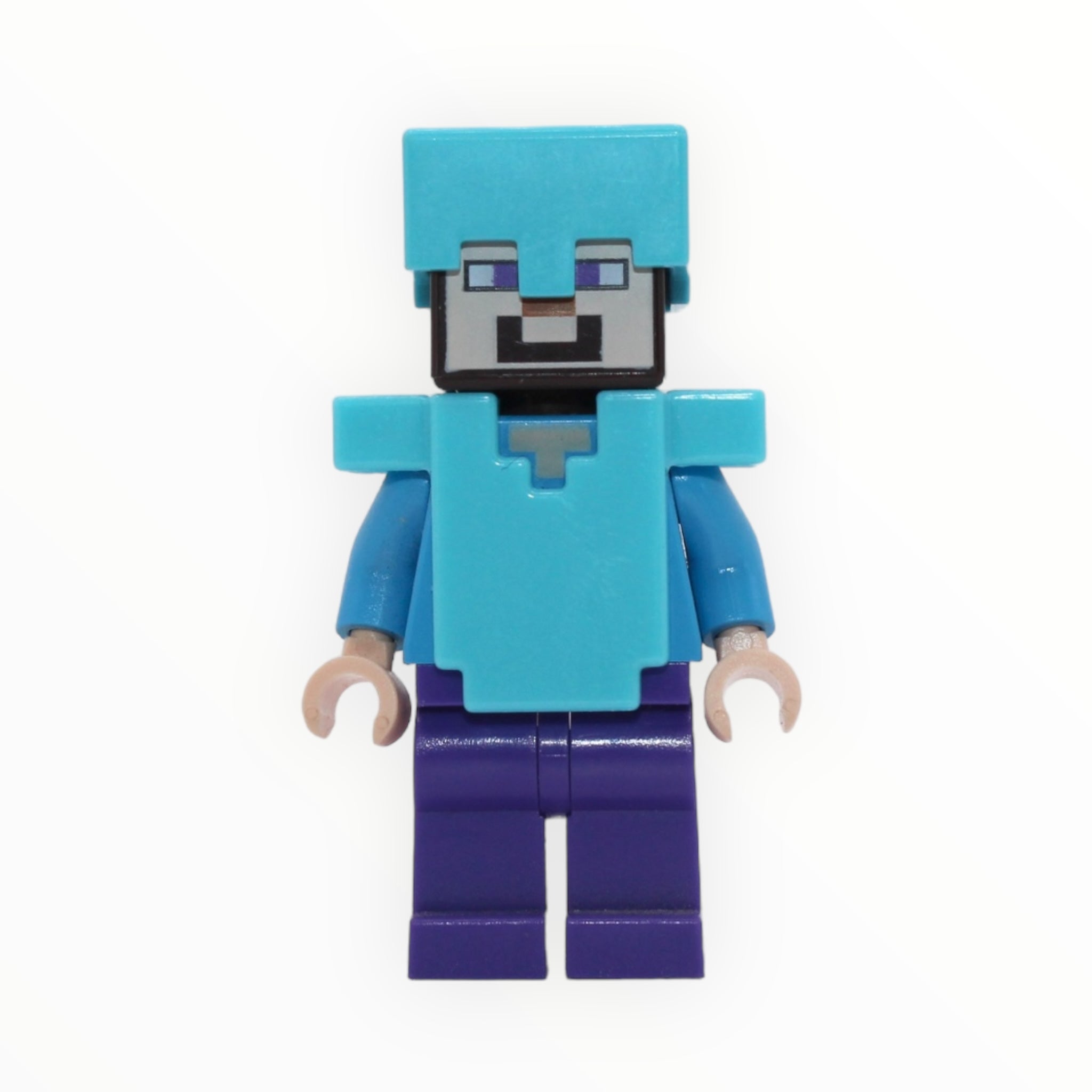 Minecraft Steve (medium azure helmet and armor, purple legs)