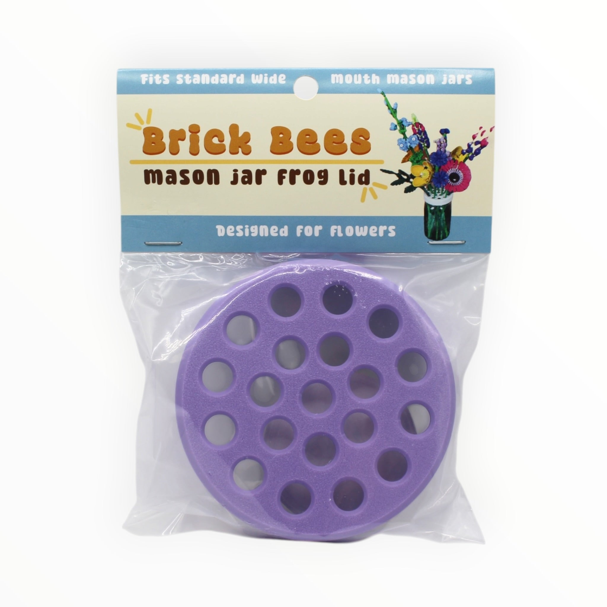 Brick Bees Mason Jar Frog Lid - Purple