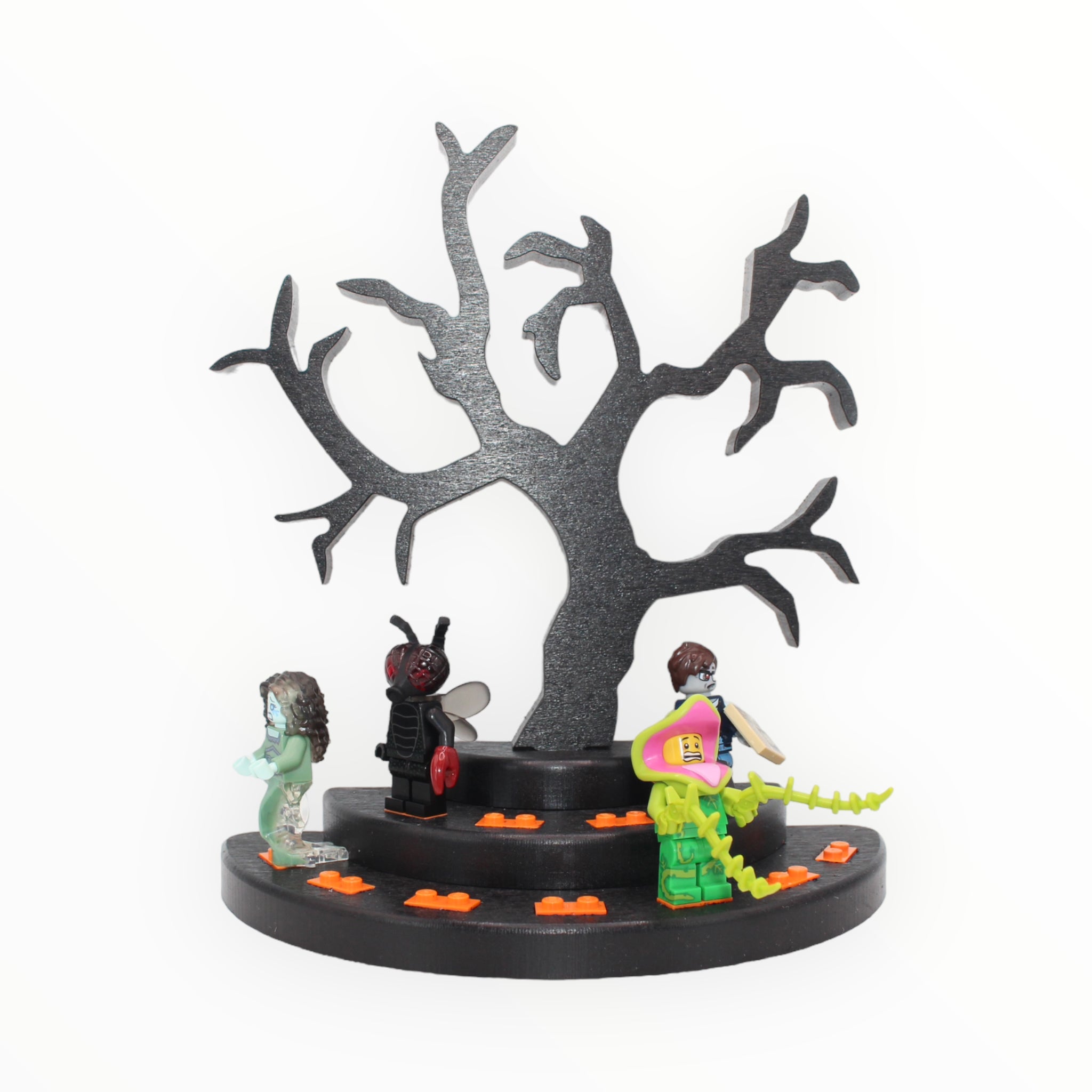 Spooky Tree Minifigure Display Stand (black and orange)