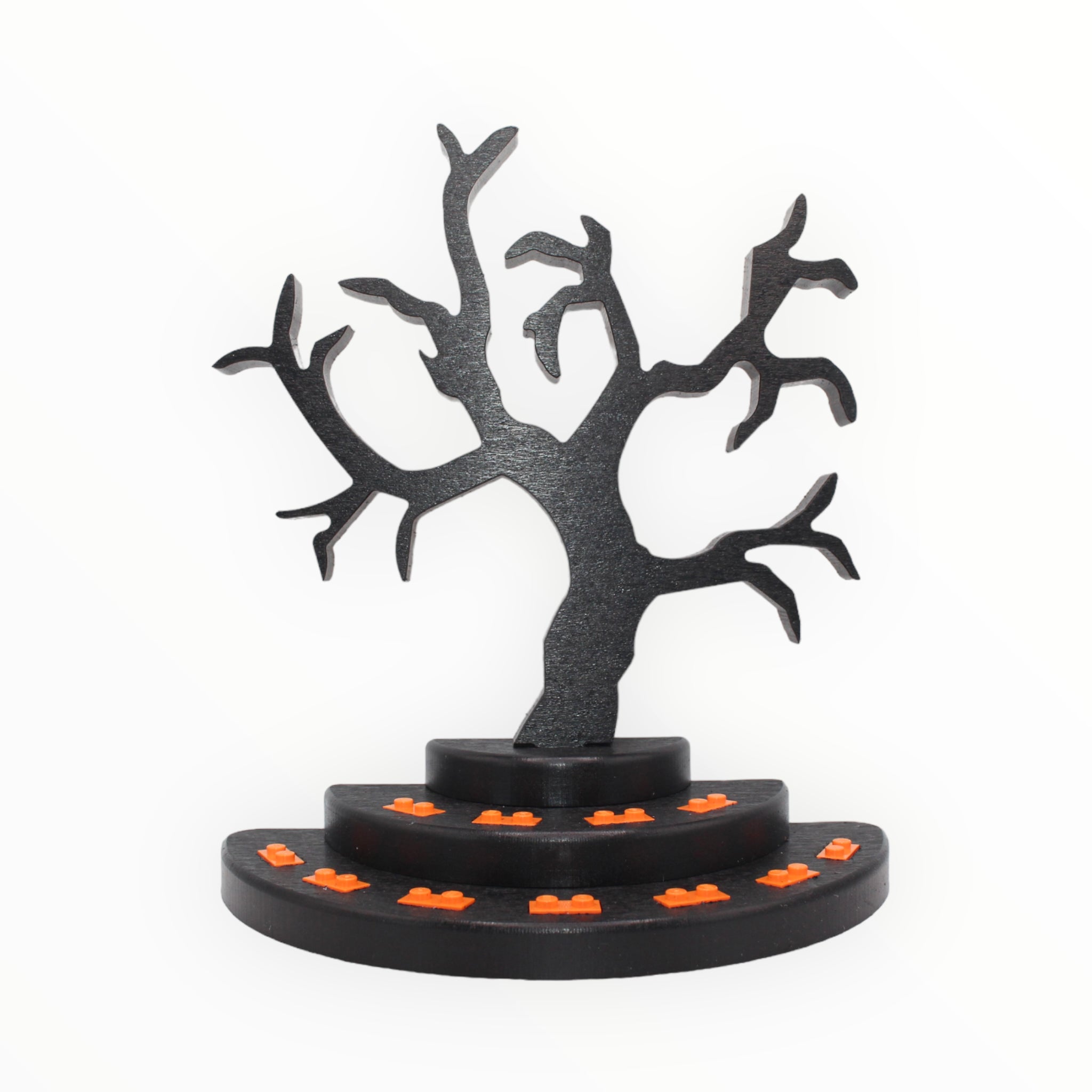 Spooky Tree Minifigure Display Stand (black and orange)