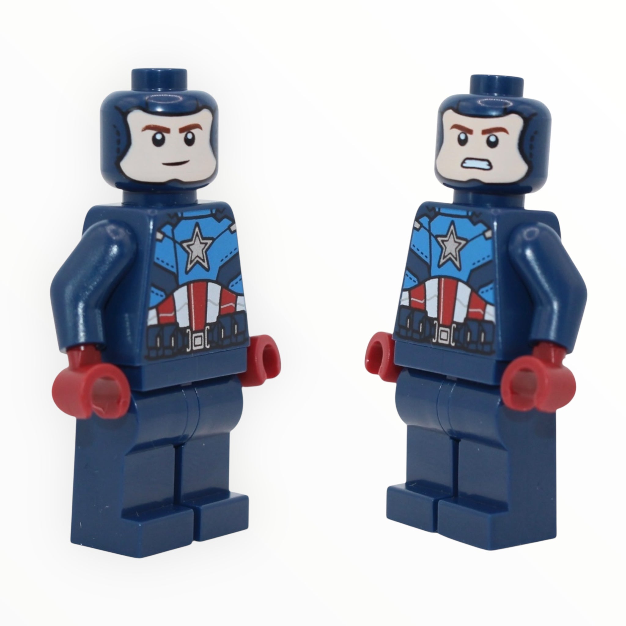 Captain America (dark blue suit, helmet, dark red hands, smile / angry balaclava, 2023)