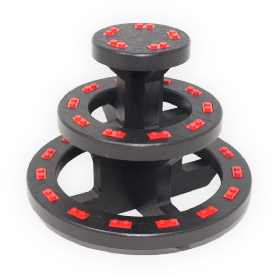 Round 3-Tier Minifigure Display Stand (red studs)