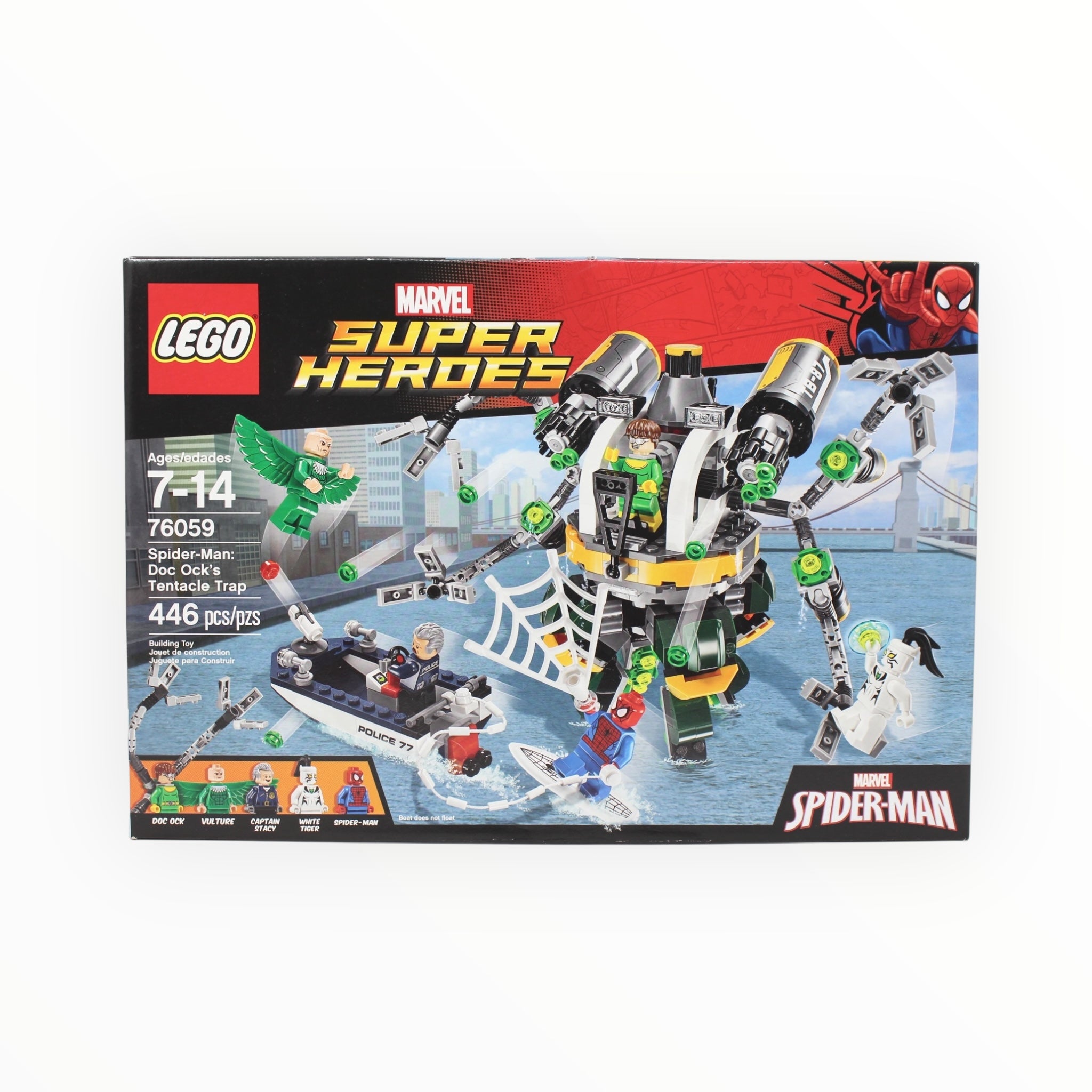 Retired Set 76059 Marvel Super Heroes Spider-Man: Doc Ock’s Tentacle Trap (slight box warping)