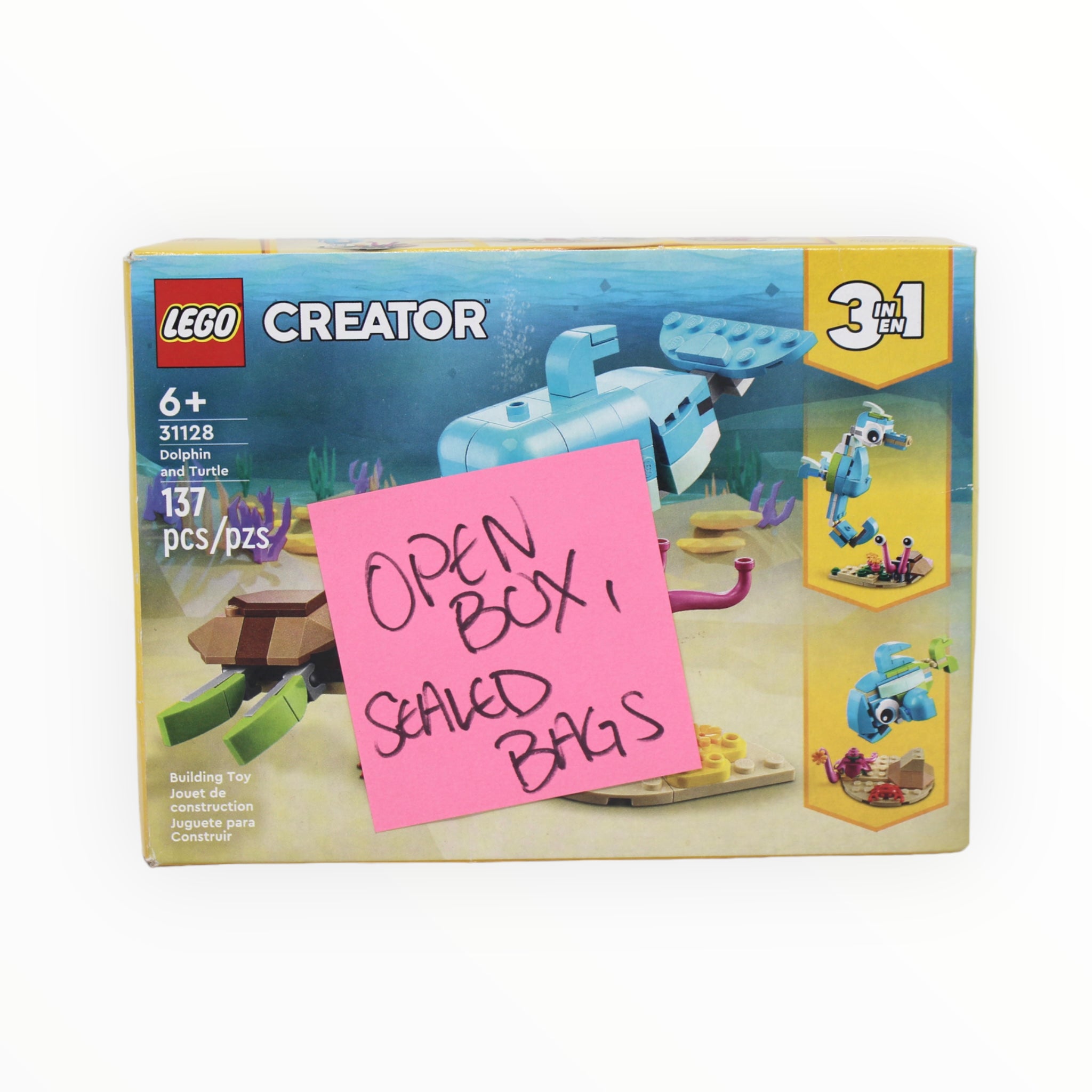 Certified Used Set 31128 Creator Dolphin and Turtle (open box, sealed bags)