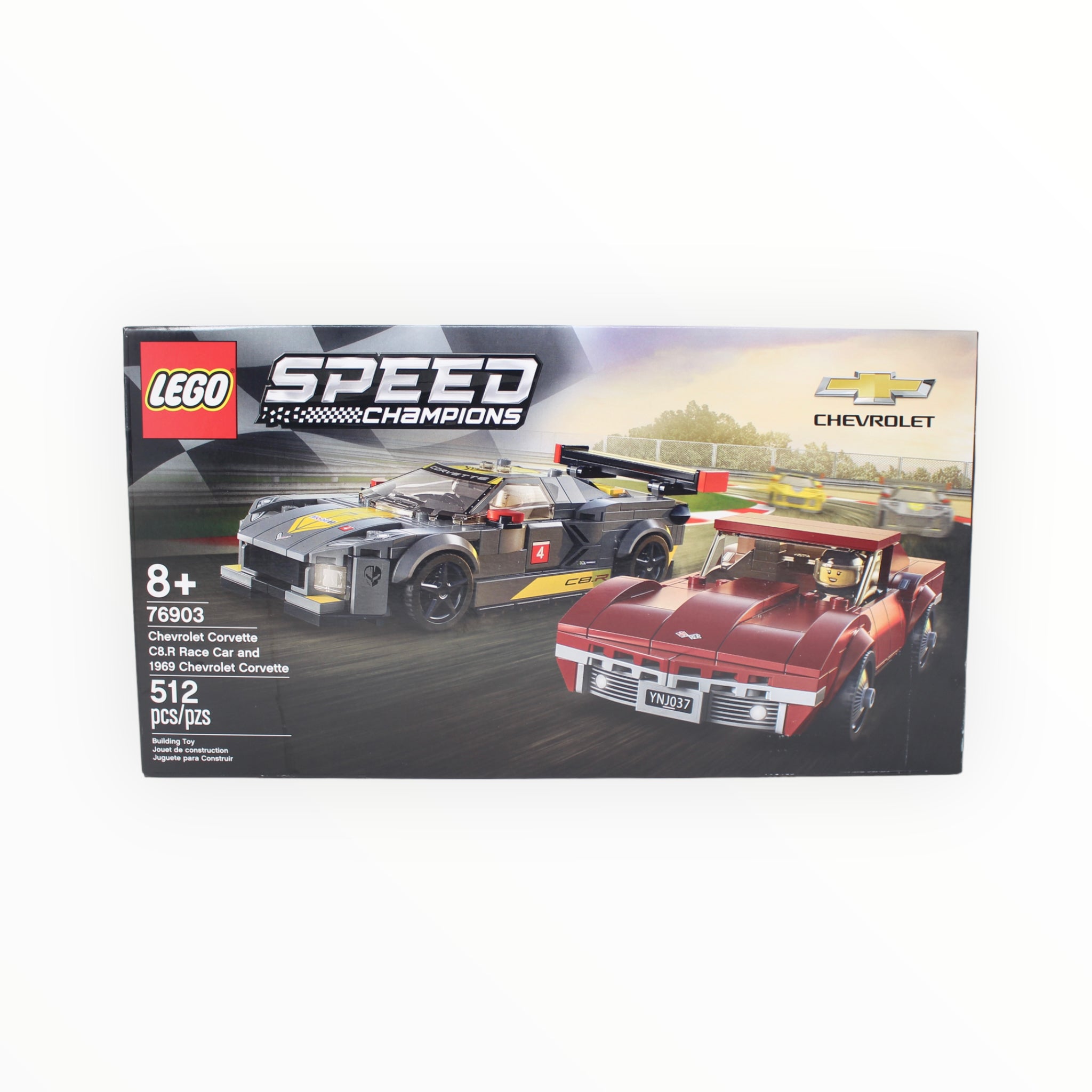 Retired Set 76903 Speed Champions Chevrolet Corvette C8.R Race Car and 1968 Chevrolet Corvette