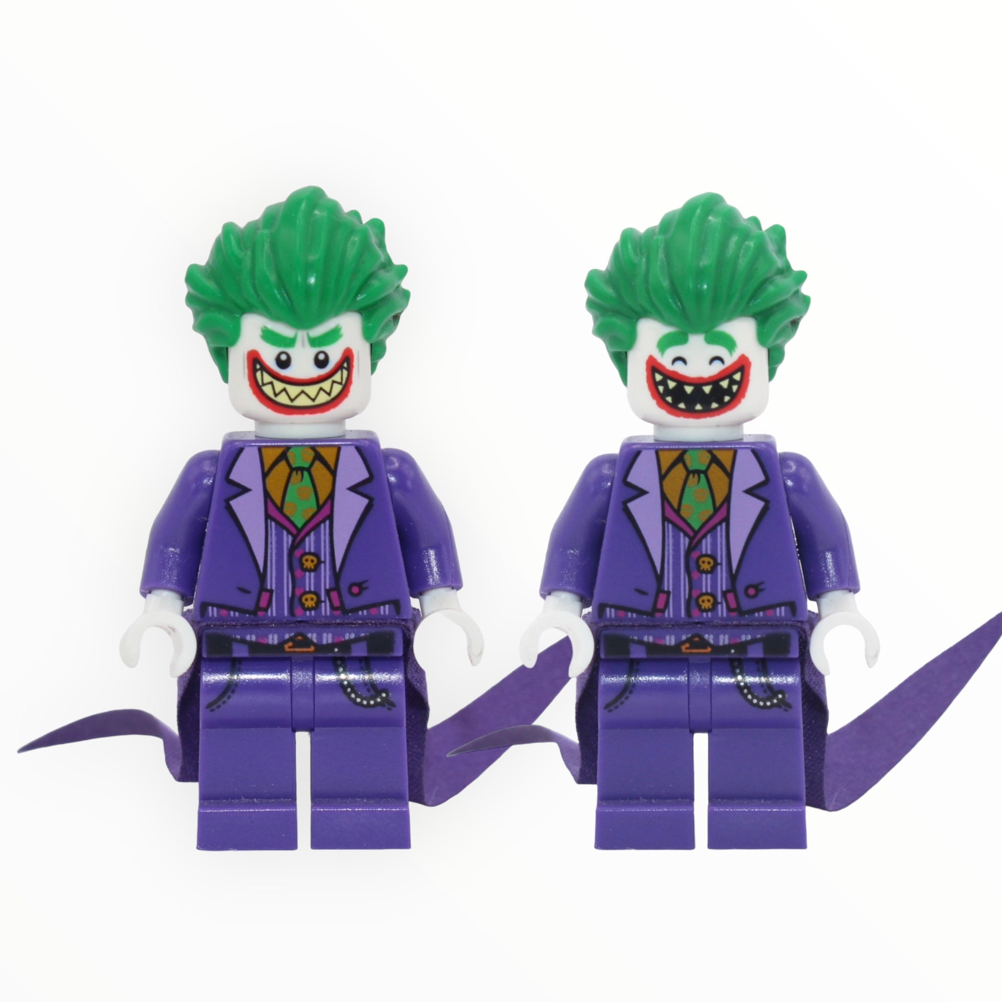 The Joker (The LEGO Batman Movie, coattails, pointed teeth grin, closed eyes)