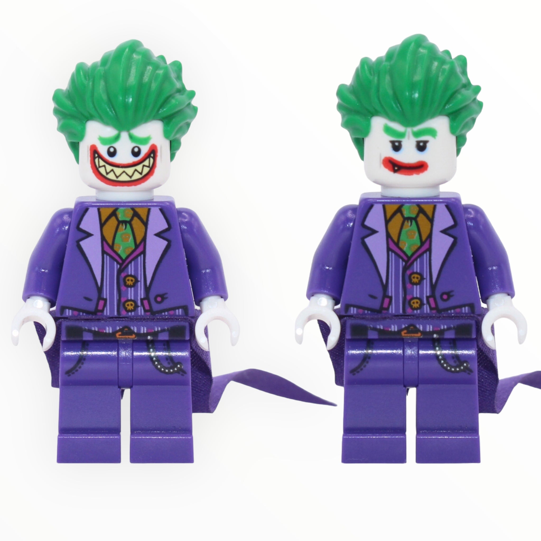 The Joker (The LEGO Batman Movie, coattails, smile with fang, worried grin)