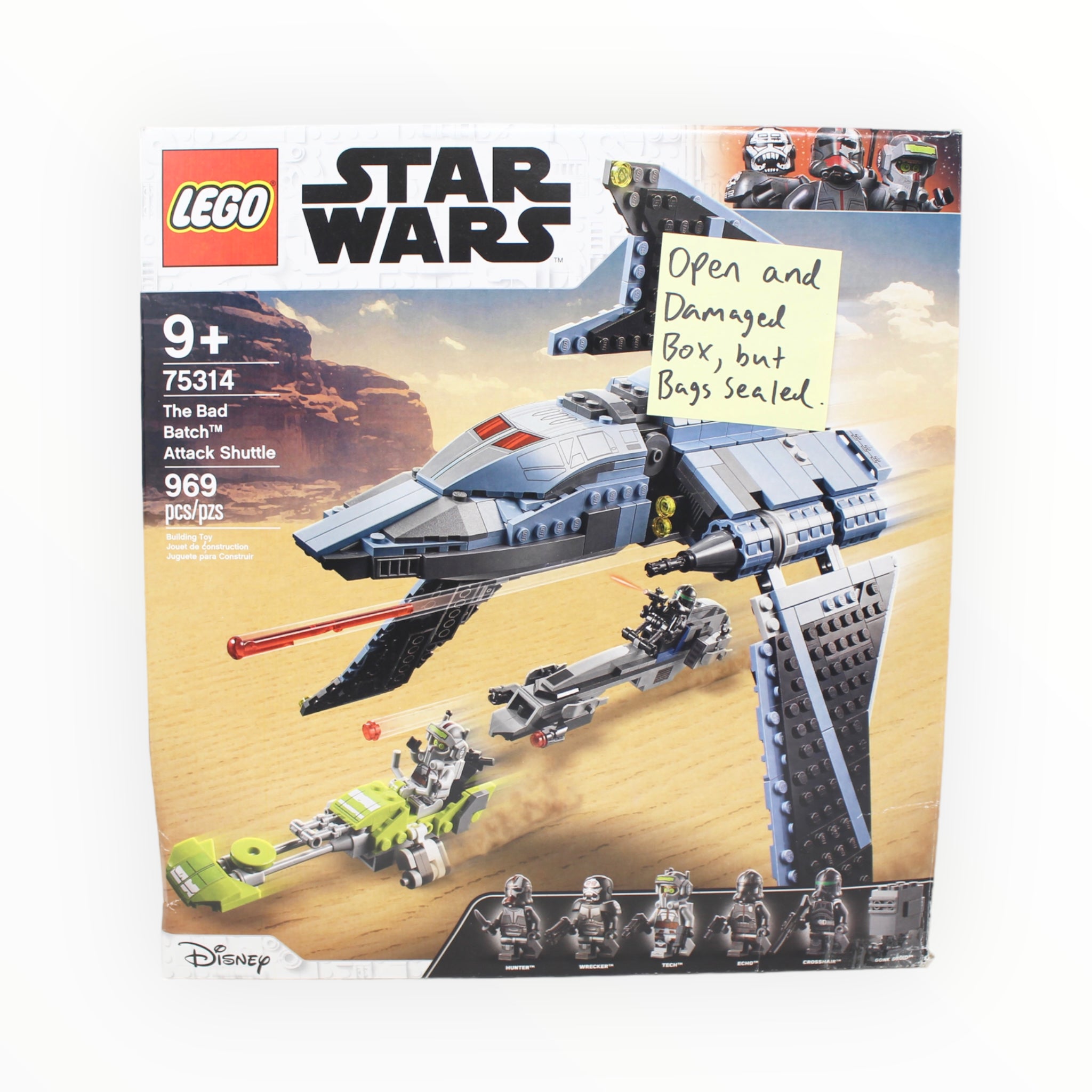 Certified Used Set 75314 Star Wars The Bad Batch Attack Shuttle (open and damaged box, sealed bags)