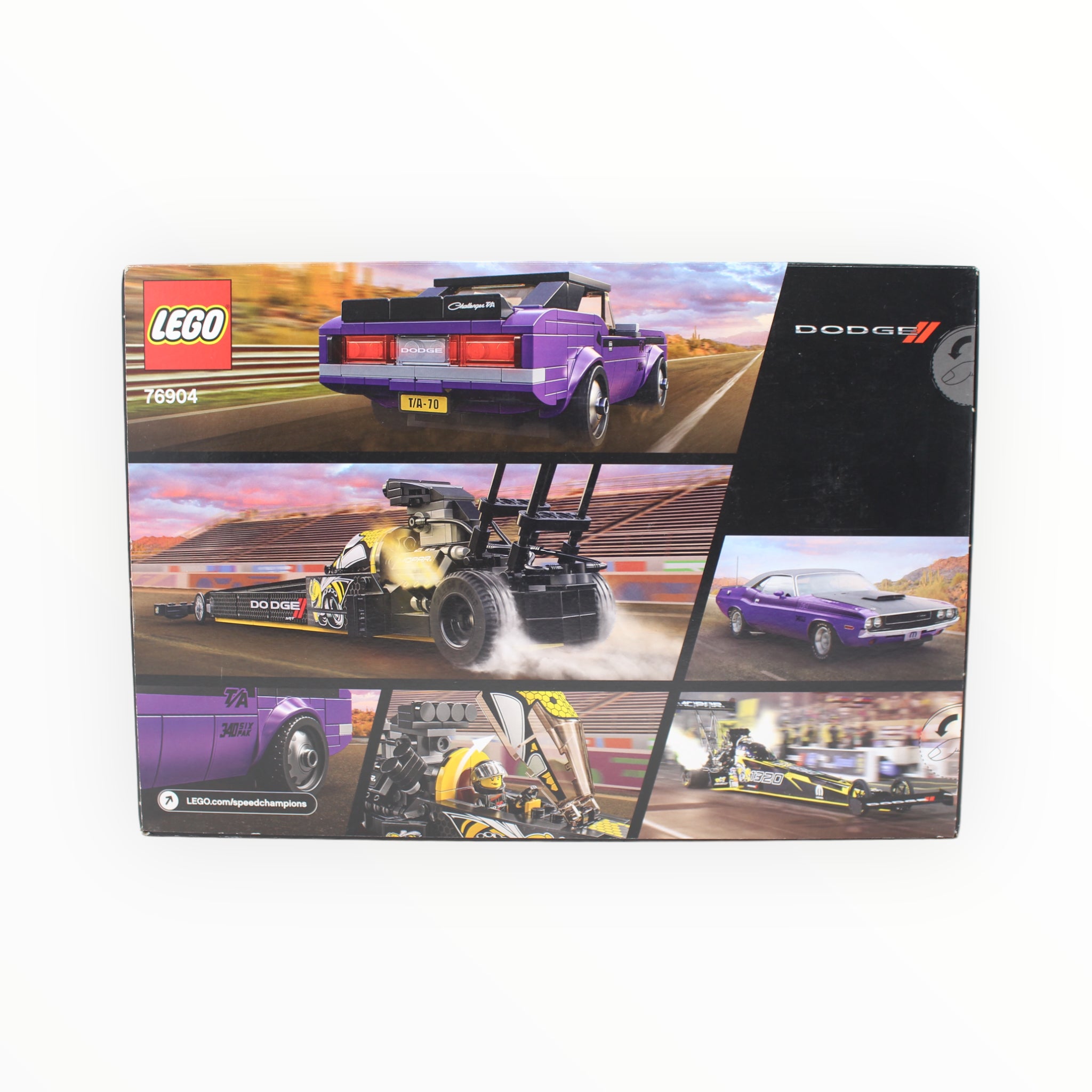 Retired Set 76904 Speed Champions Mopar Dodge//SRT Top Fuel Dragster and 1970 Dodge Challenger T/A