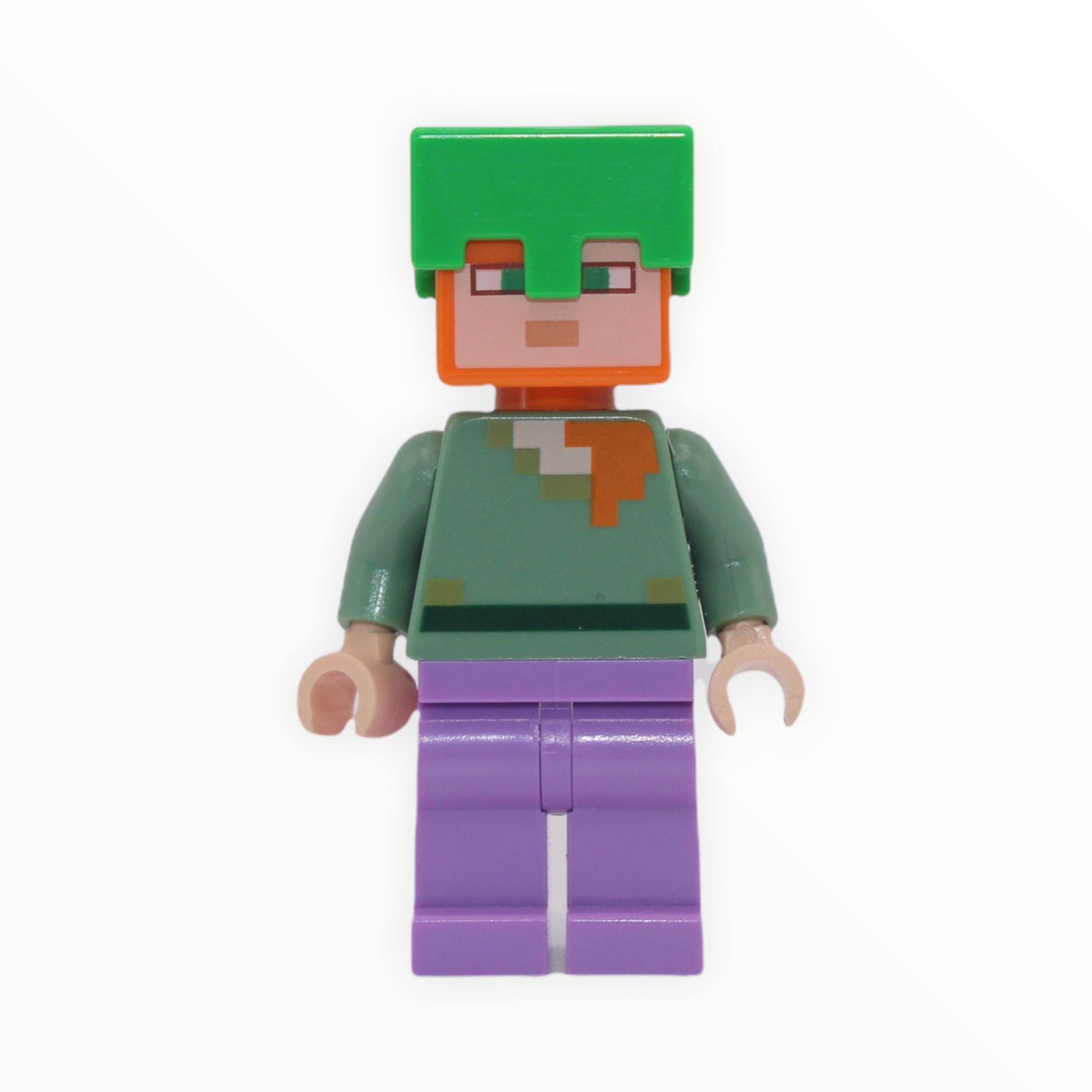 Minecraft Alex (bright green helmet, lavender legs)
