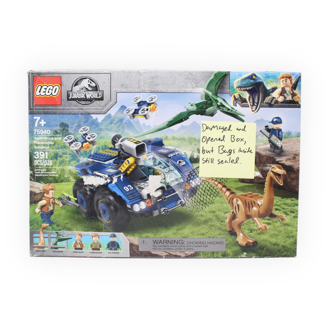 Certified Used Set 75940 Jurassic World Gallimimus and Pteranodon Breakout (open box, sealed bags)
