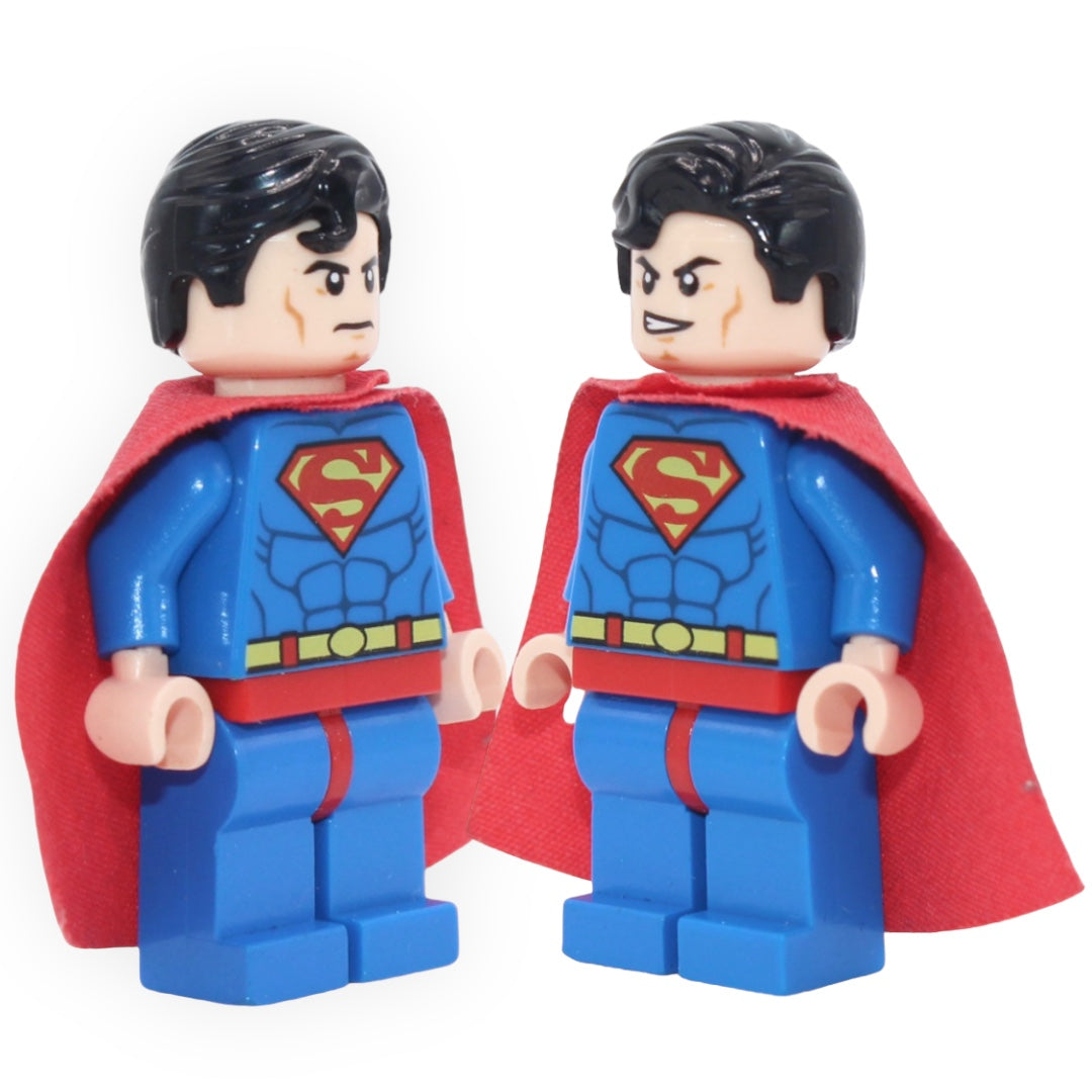 Superman (stiff cape, frown / determined)