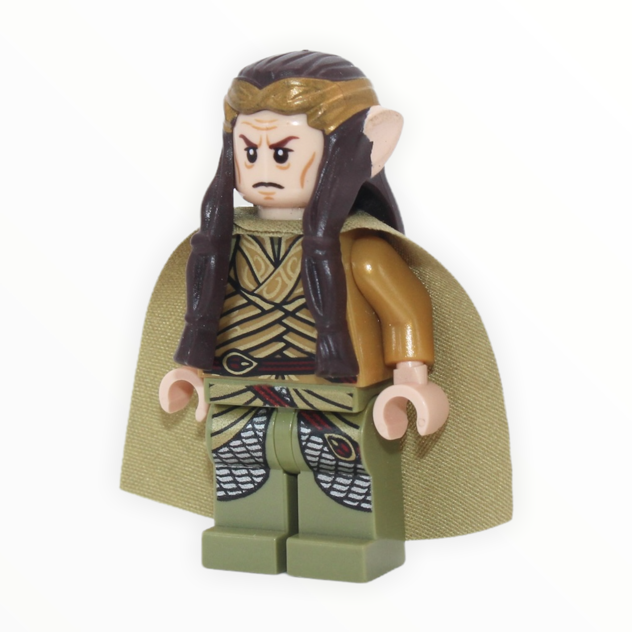 Elrond (gold crown, gold and olive green clothing, olive green cape, 2014)