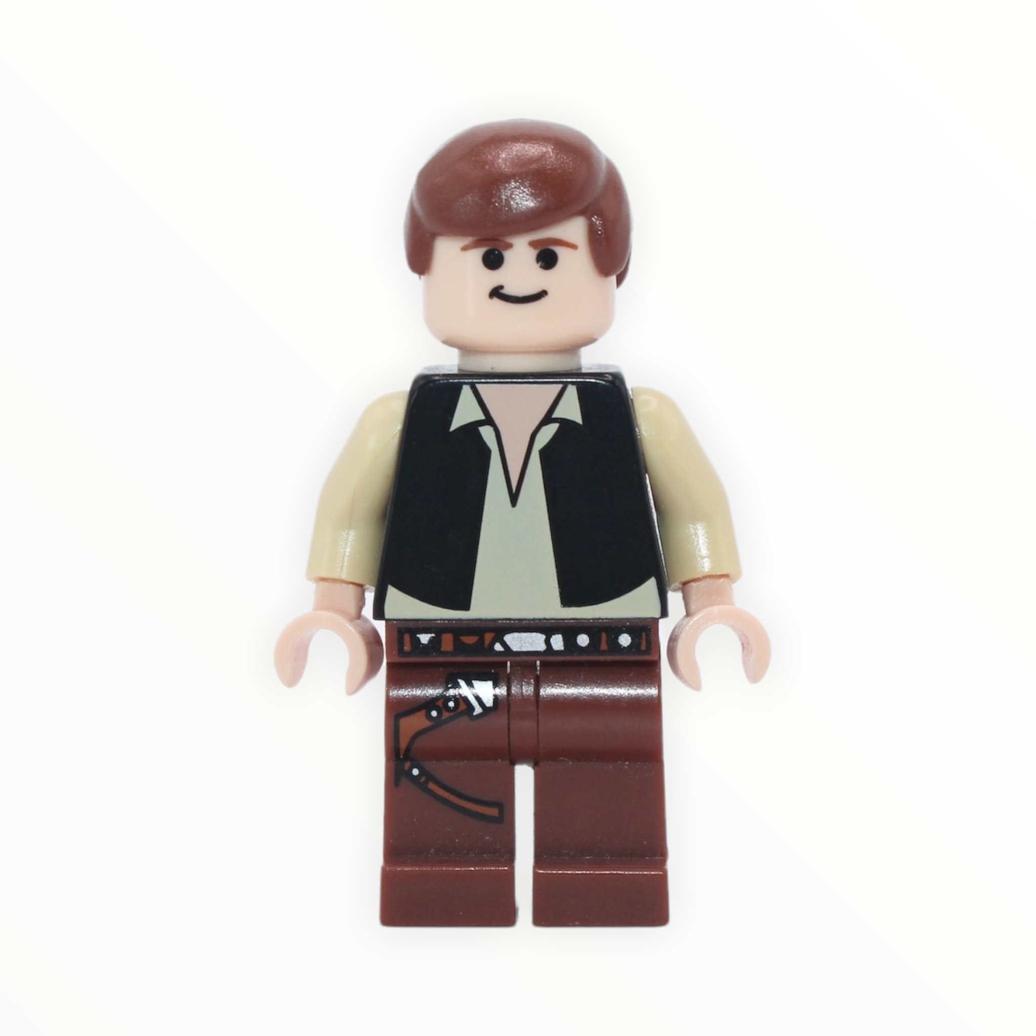 Han Solo (black vest, reddish brown legs, solid black eyes, 2007)