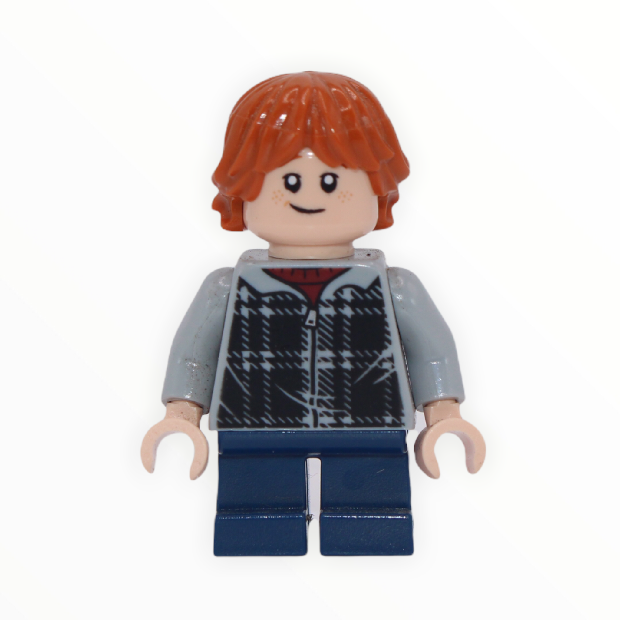 Ron Weasley (dark bluish gray plaid hoodie, dark blue short legs)