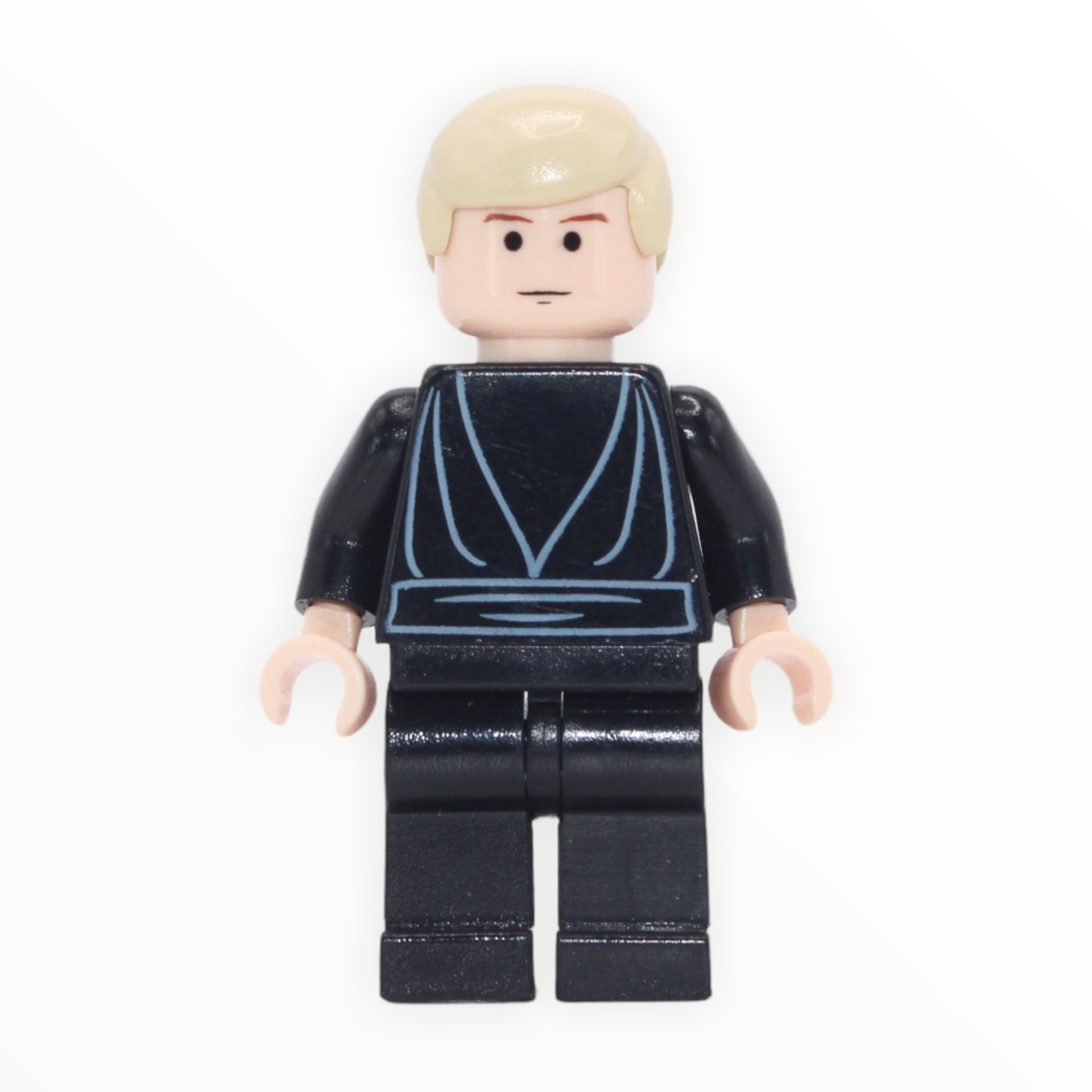 Luke Skywalker (black tunic, two light nougat hands, solid black eyes, 2006)