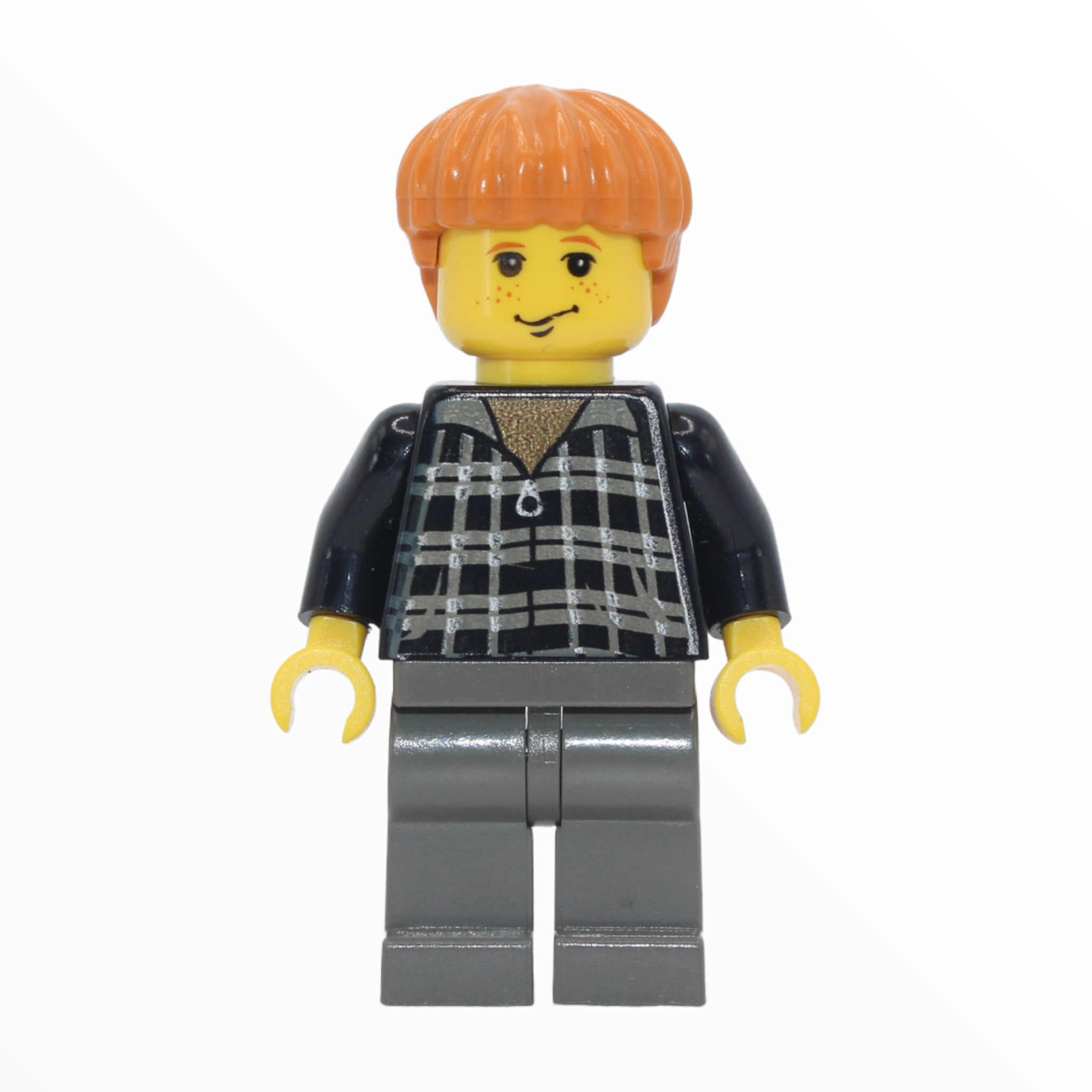 Ron Weasley (black and white plaid shirt, yellow skin)