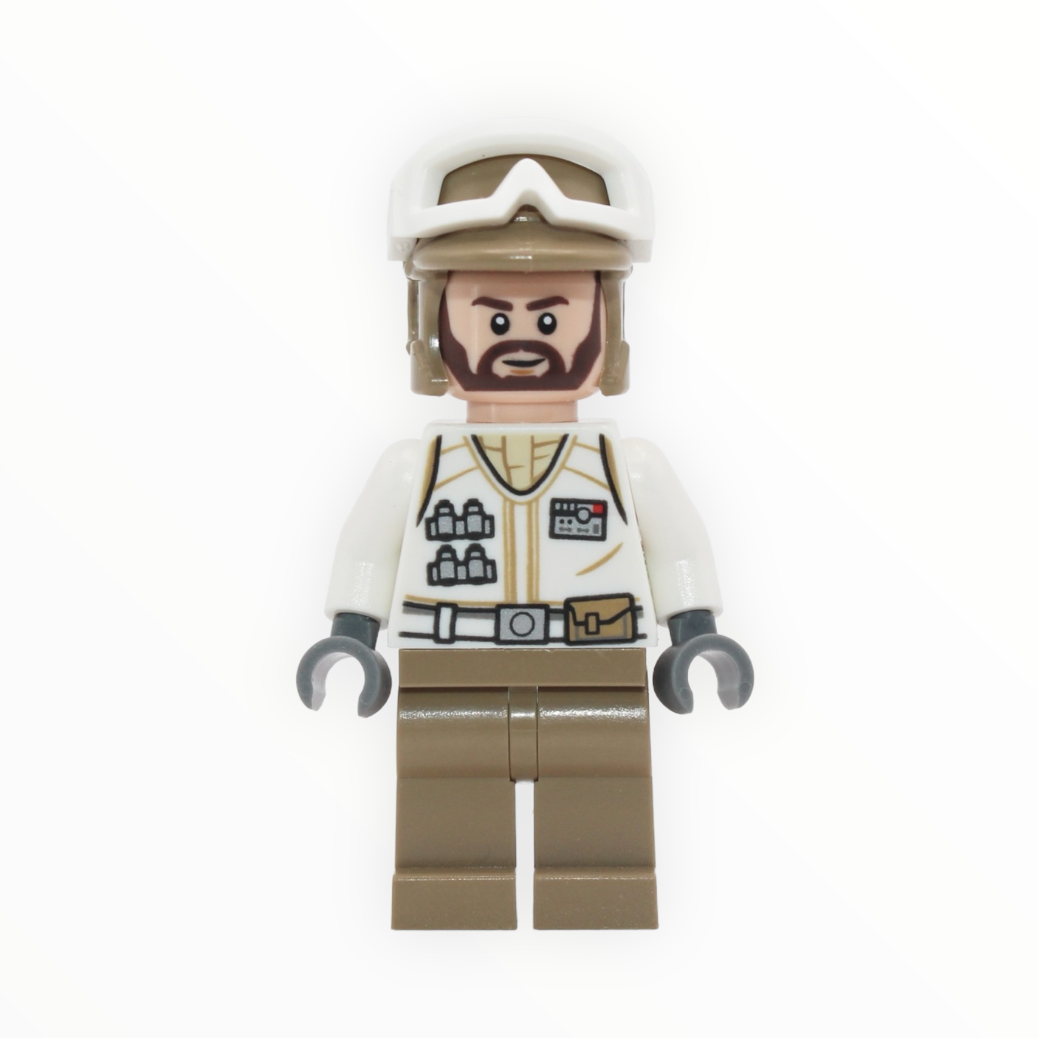 Hoth Rebel Trooper (brown beard, white uniform, dark tan legs, 2019)