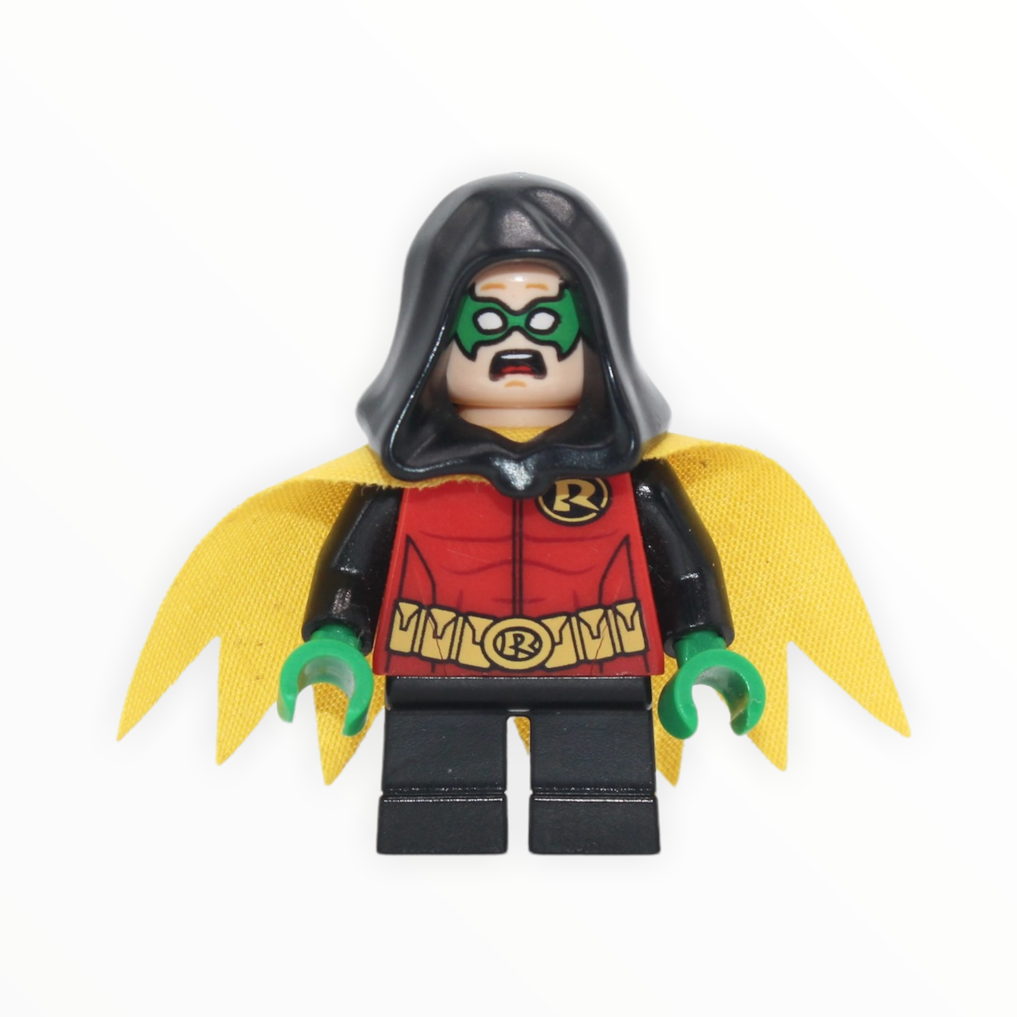 Robin (Damian Wayne, hood, green hands, stiff cape, 2016)