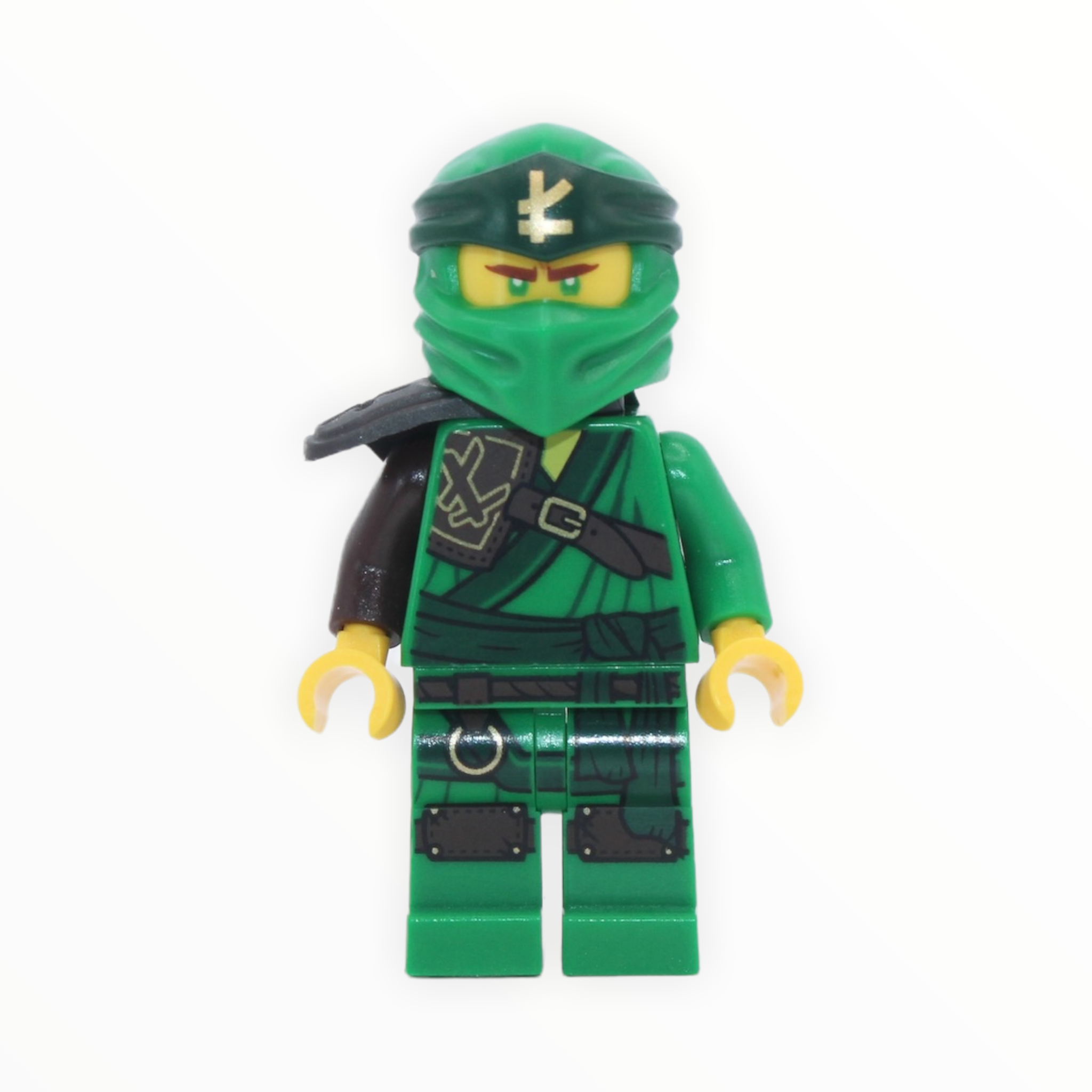 Lloyd (Forbidden Spinjitzu, shoulder armor, green head wrap with “L” pattern)
