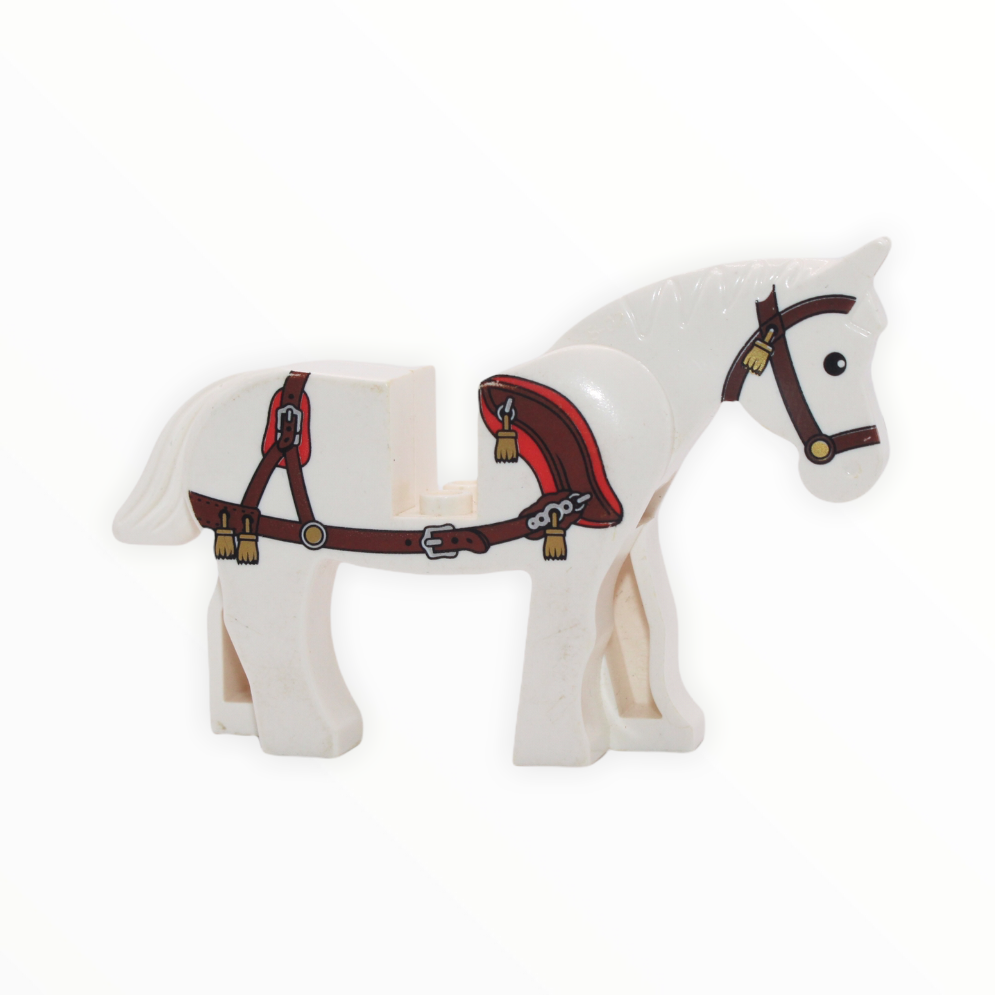 White Horse (brown bridle, brown harness with gold tassels)