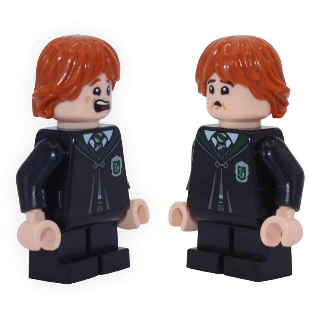 Ron Weasley / Vincent Crabbe (Slytherin robe, dark orange hair, short legs)