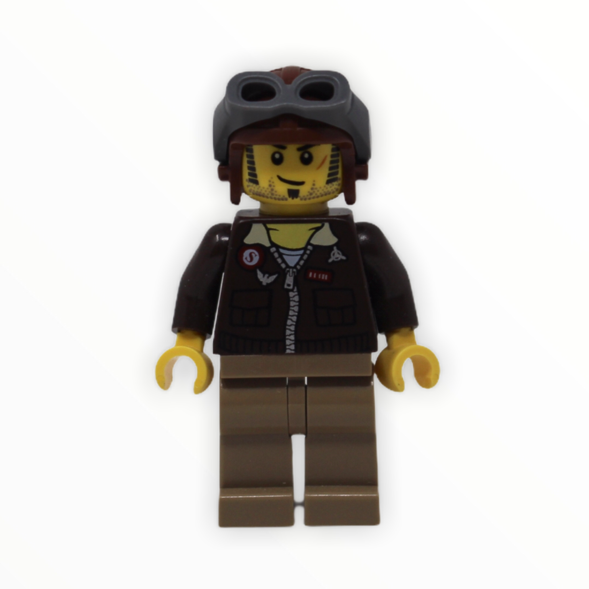 Jake Raines (jacket, aviator cap)