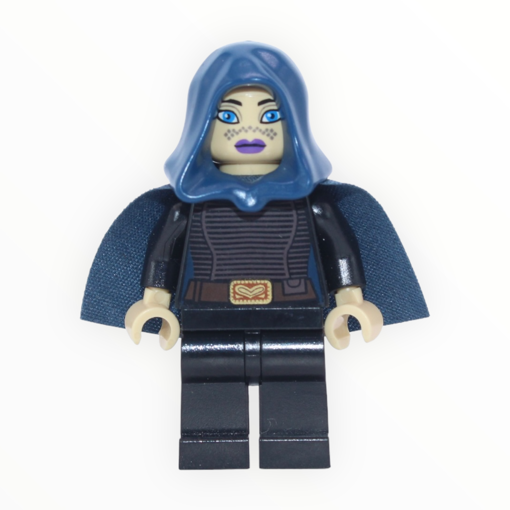 Barriss Offee (Clone Wars, dark blue hood, short dark blue cape)