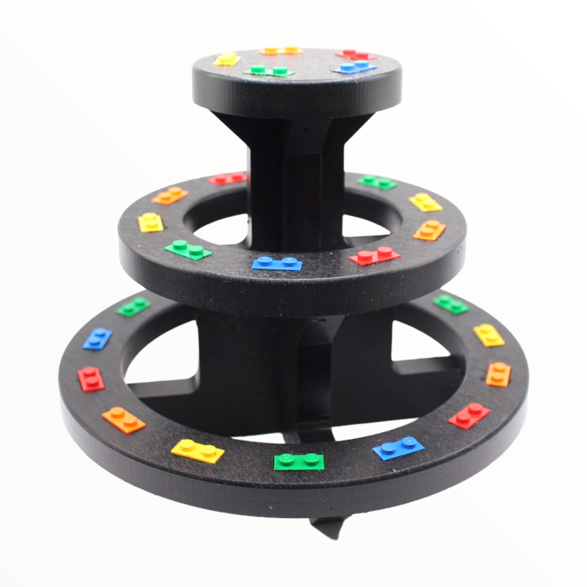 Round 3-Tier Minifigure Display Stand Black (select a stud color)